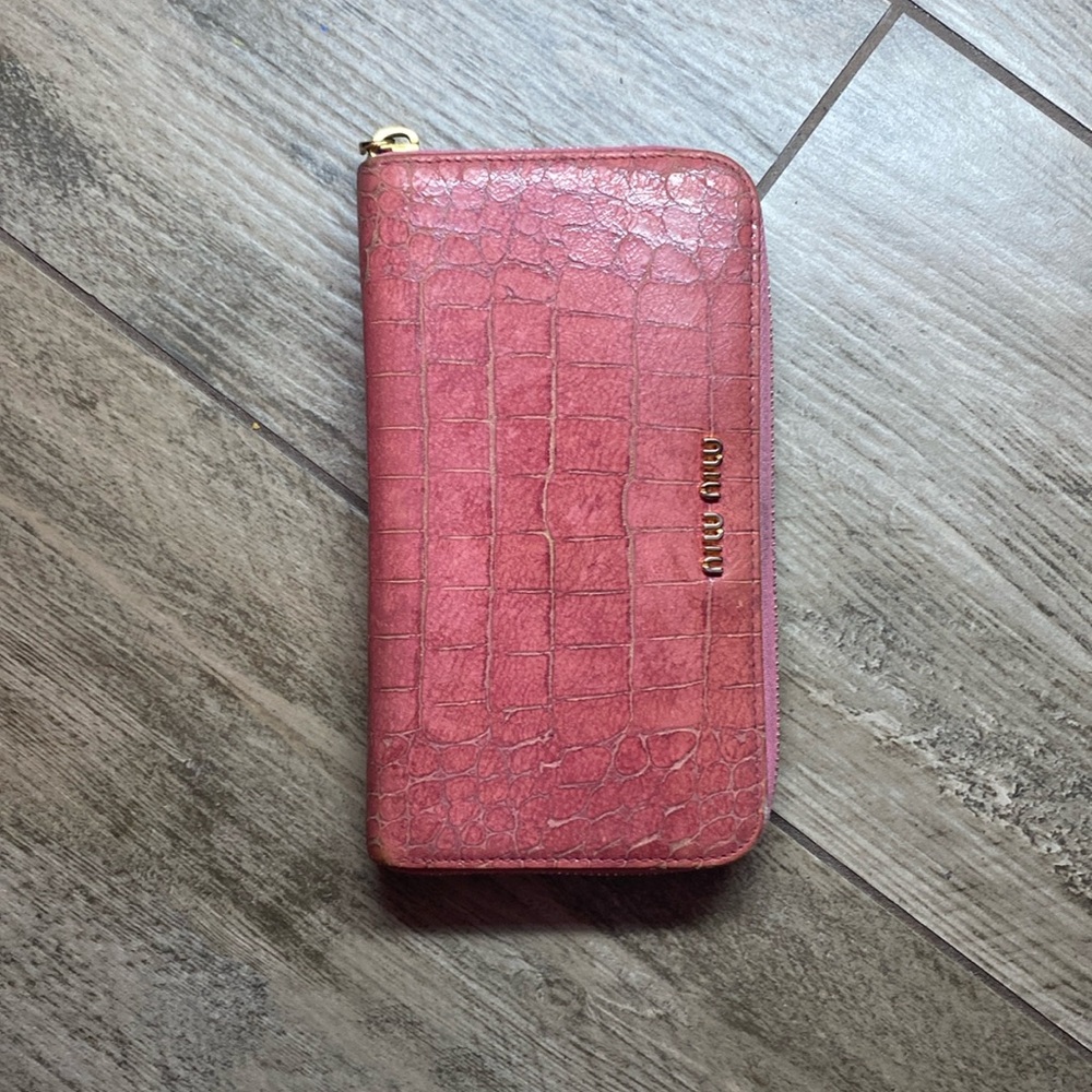 Authentic Miu Miu Coral/Salmon Color Croc Embosse… - image 1